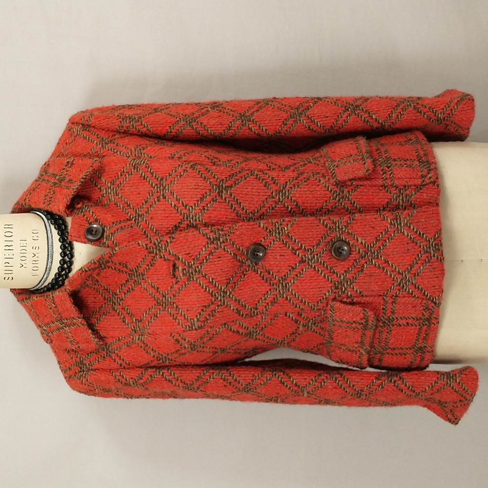 Vintage Irish Red Woven Wool & Alpaca Jacket Plaid Dublin Ireland Warm Good Look